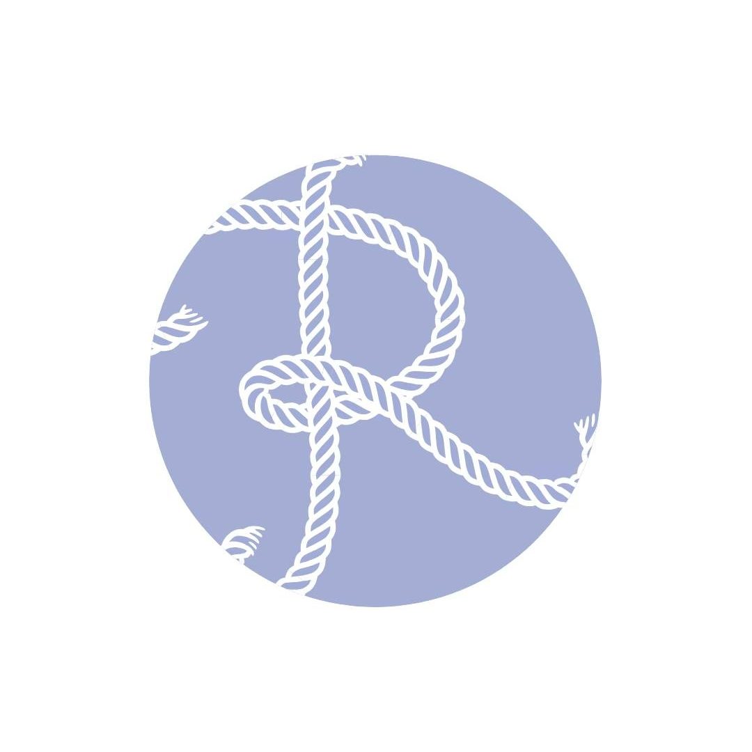 Decorative lavender circle with an intertwined white rope knot image design. - Clayton, GA