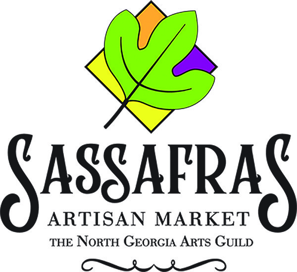 Sassafras logo Logo for Sassafras Artisan Market featuring a green leaf over a multicolored diamond, with the text “Sassafras Artisan Market” and “The North Georgia Arts Guild.” - Clayton, GA