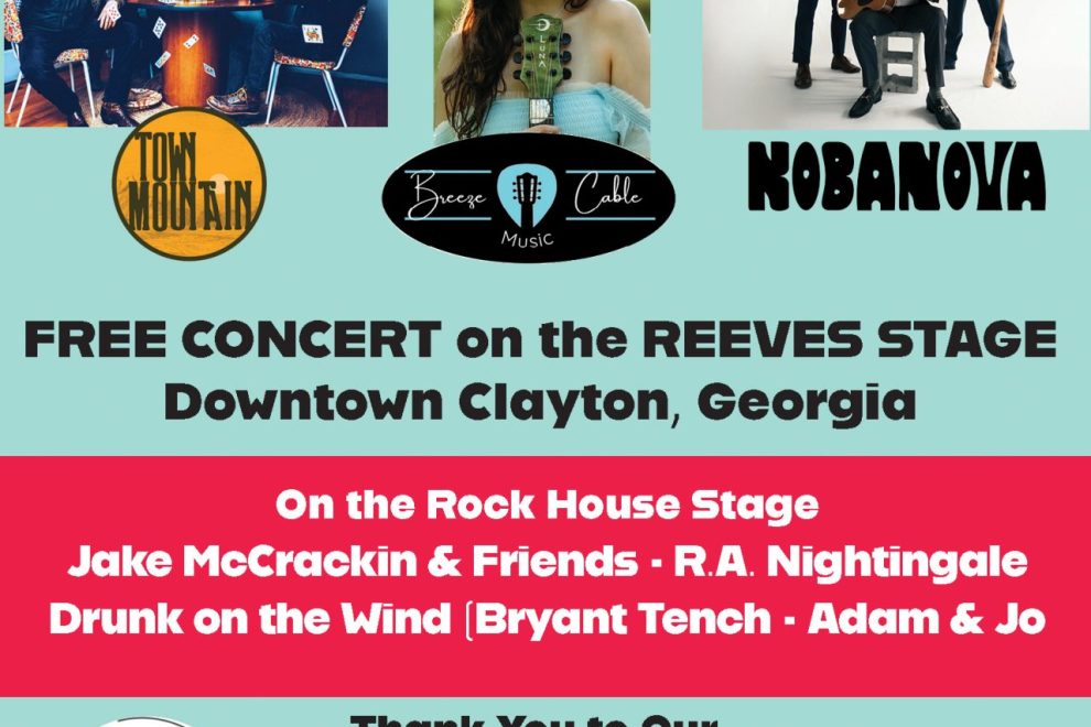 Poster announcing Ramshackle festival: Free downtown Clayton concert June 7, 2025, 10 AM–9 PM, with local vendors and bands. - Clayton, GA