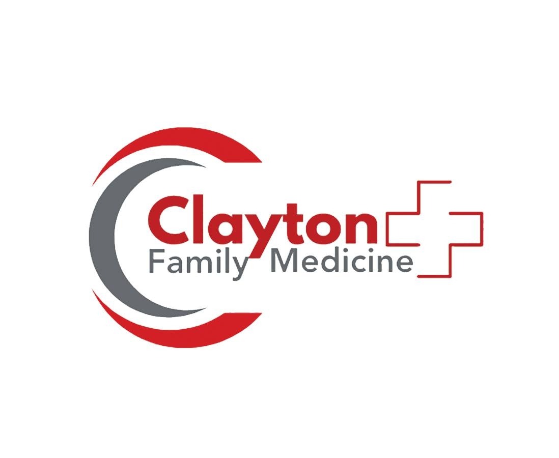 475290048_1131579115424124_1930357755419837934_n - Visit Clayton, GA Clayton Family Medicine logo with red and gray crescent shapes and a red medical cross motif on the right. - Clayton, GA